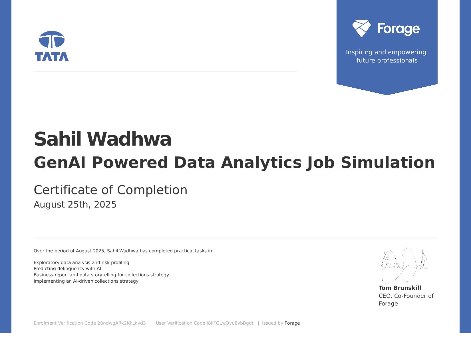 Tata Group Certificate